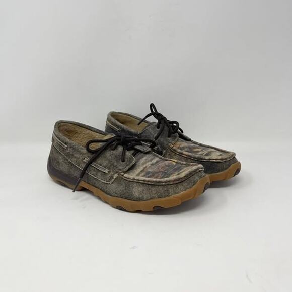 Twisted X Driving Moc Womens 7M Tiger Pattern Distressed Brown Leather WDM0023 - Picture 1 of 8